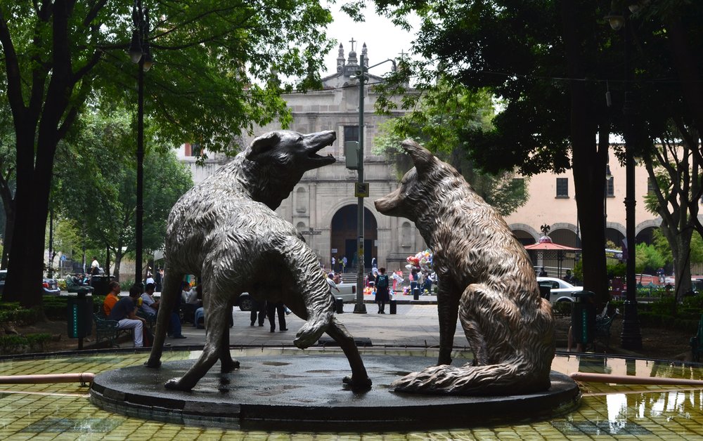 Statues such as this one pepper the square