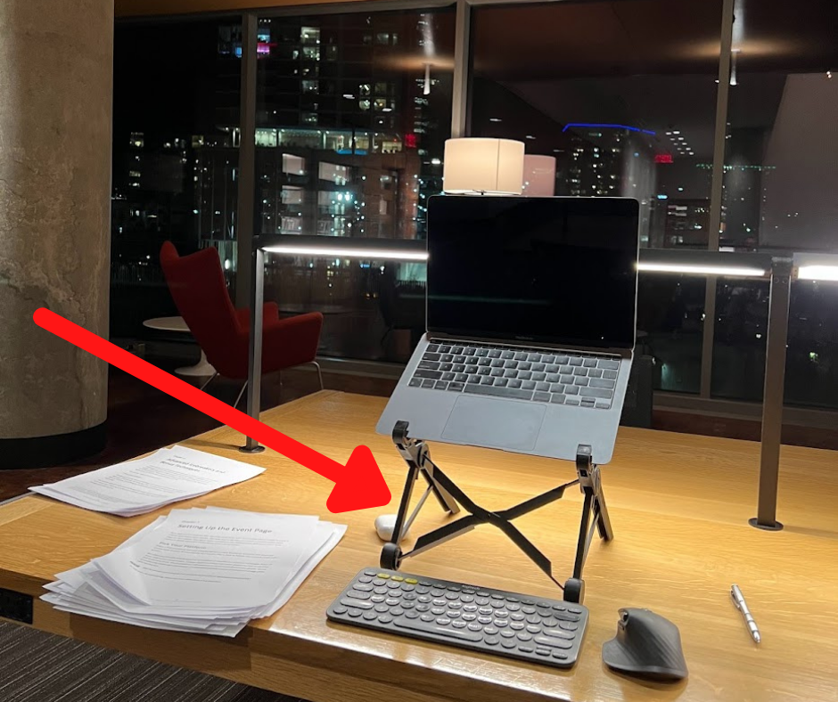 Macbook in a laptop stand