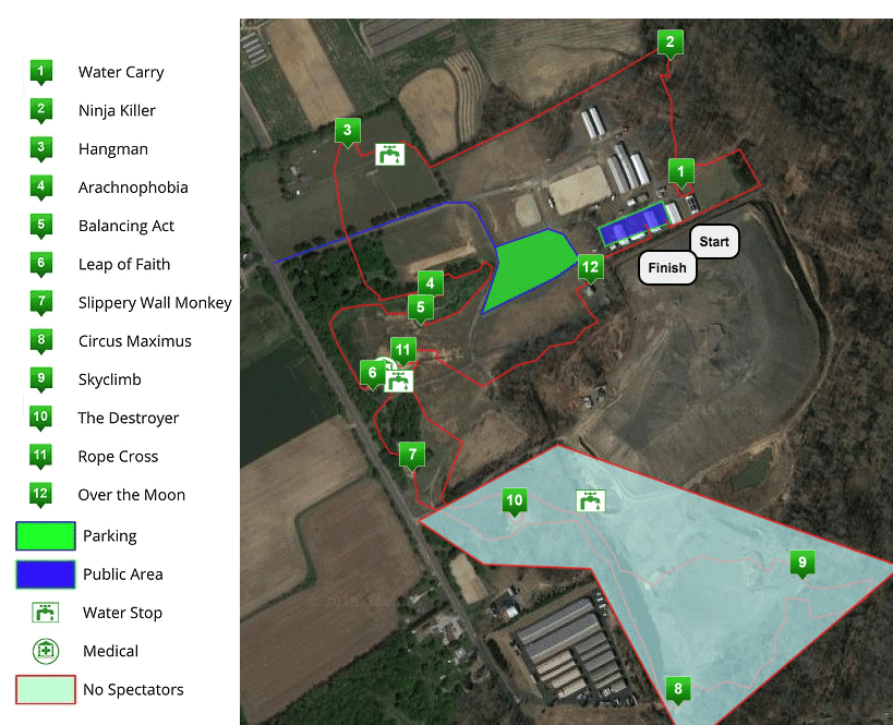 Screenshot of Goliathon map with satellite imagery and legend