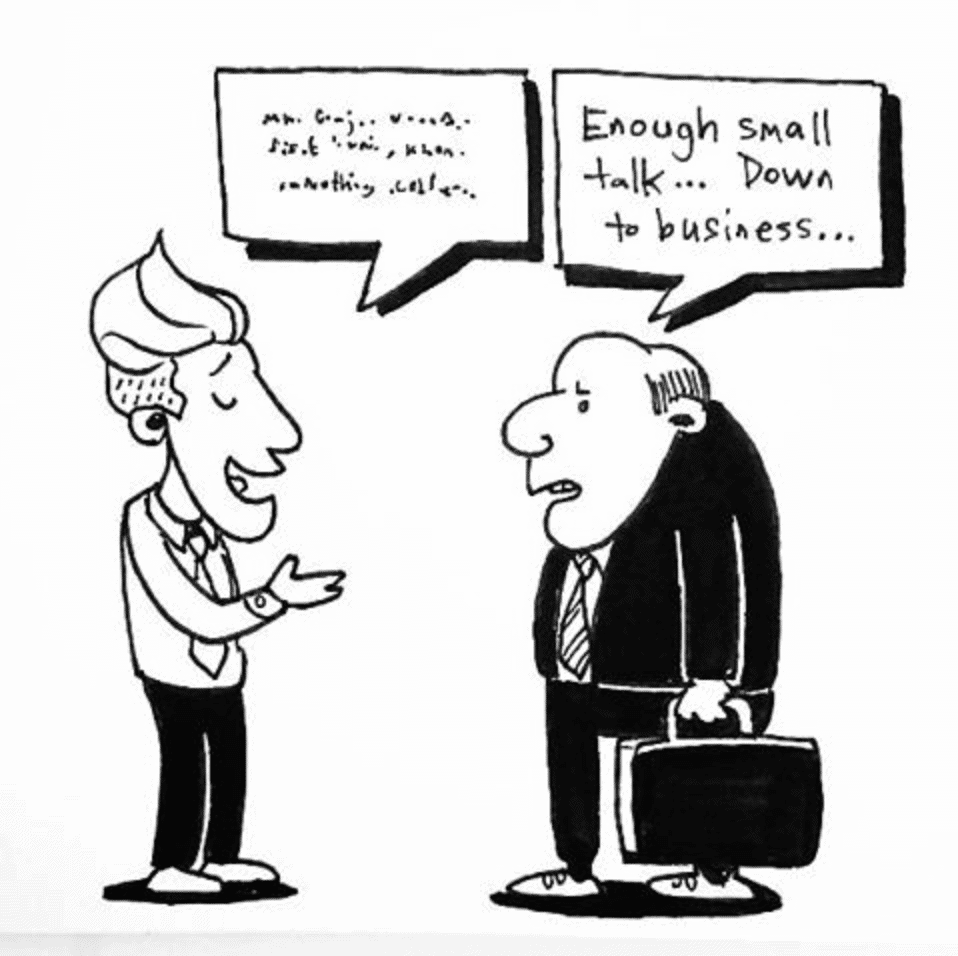 Comic of two businessmen having small talk