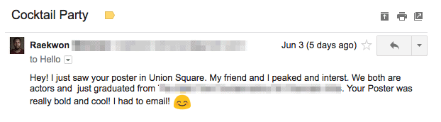 Nice message emailed to me