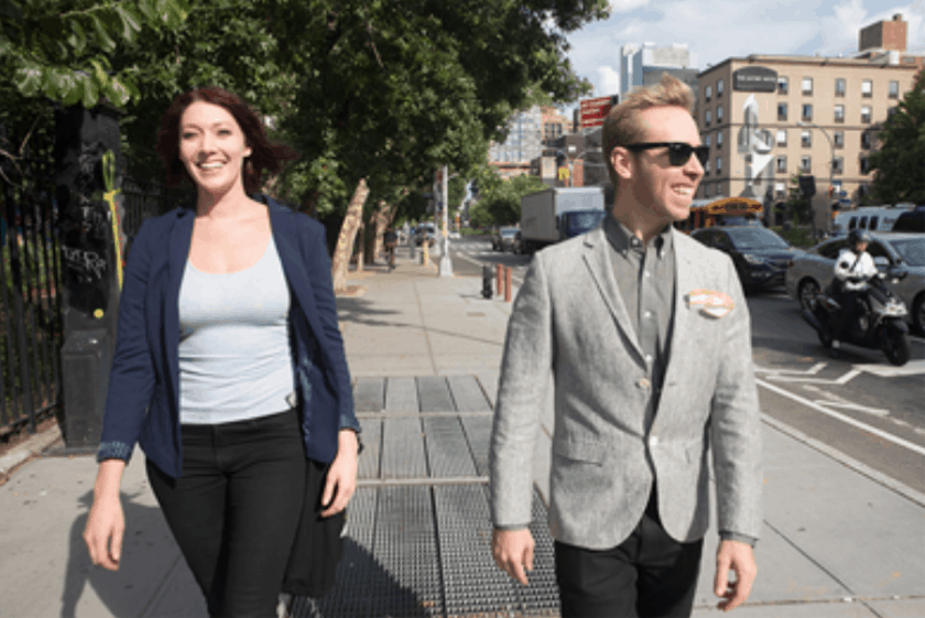 Tasia Duske and Nick Gray walking in NYC
