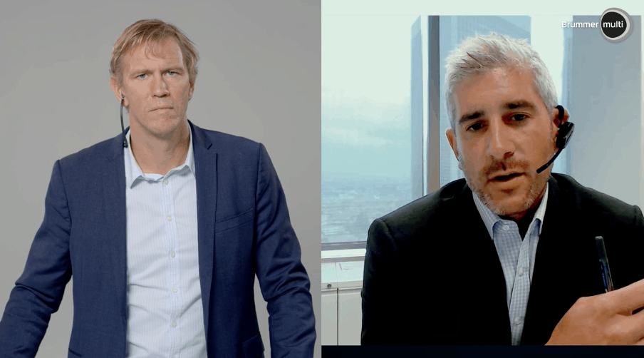 Two men on screen, Seth Wunder on right, in a video interview