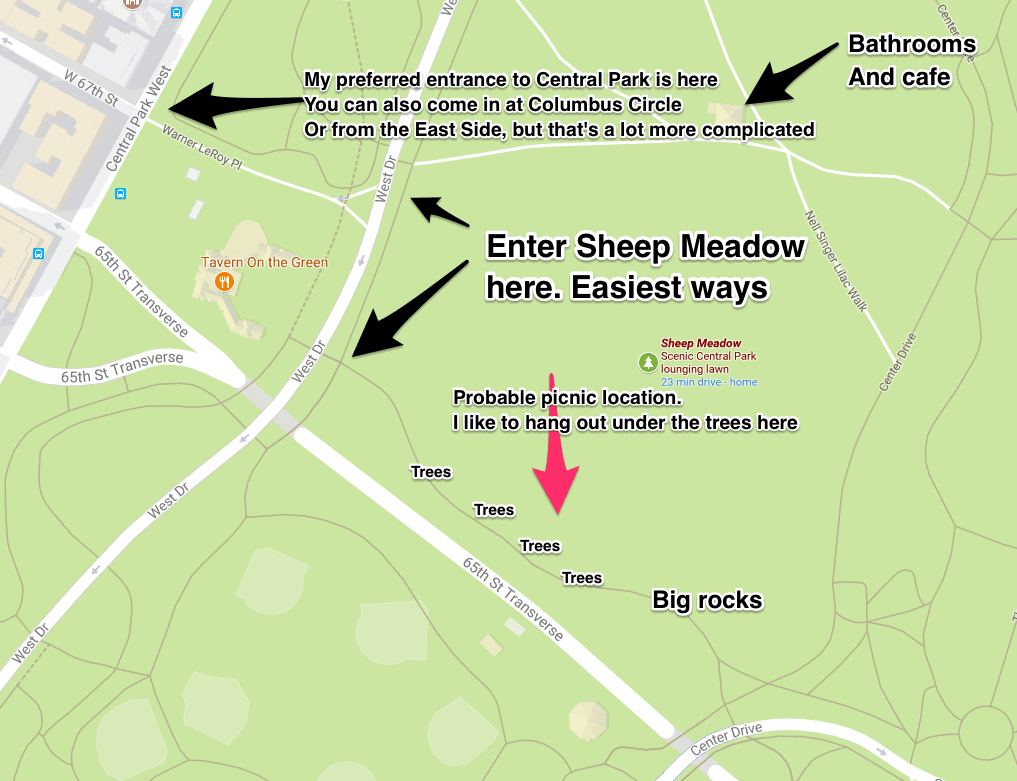 Map of Sheep Meadow at Central Park