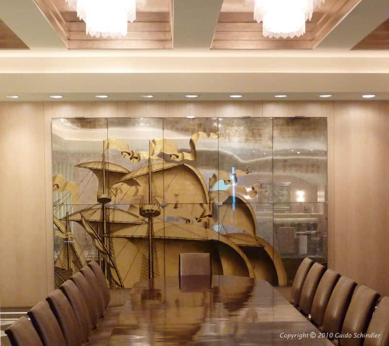 Panels from the ship's dining room by Jean Dupas