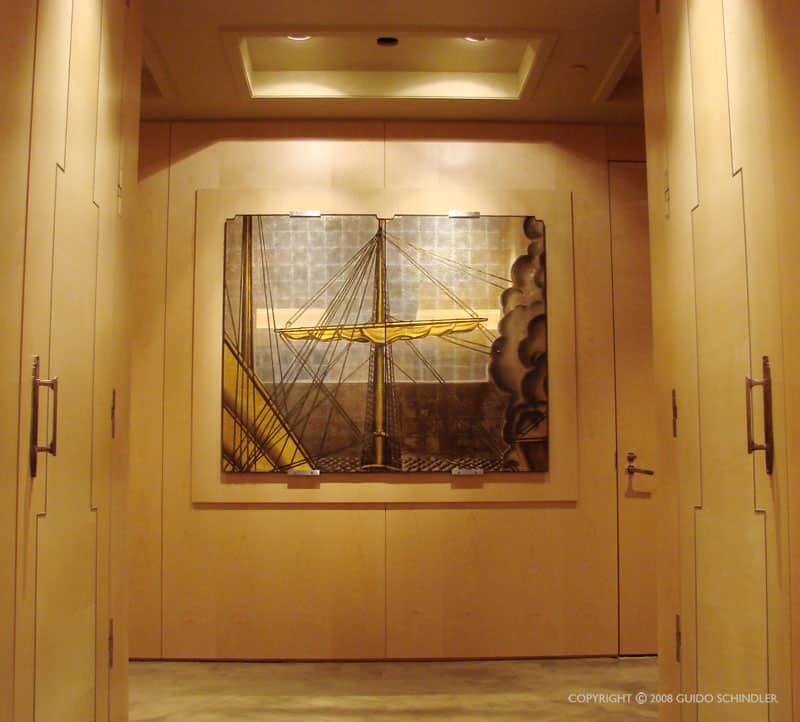 Beautiful pair of panels in custom hallway mounting, Houston Texas USA
