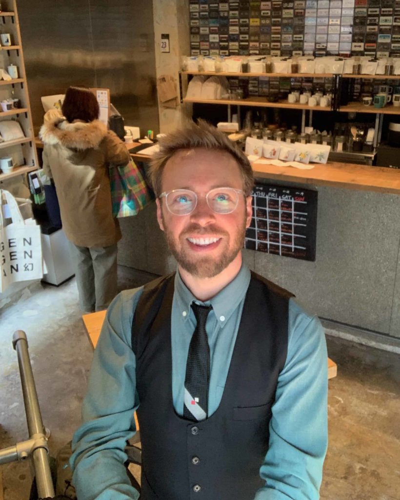 Selfie inside of a tea shop in Shibuya, Tokyo