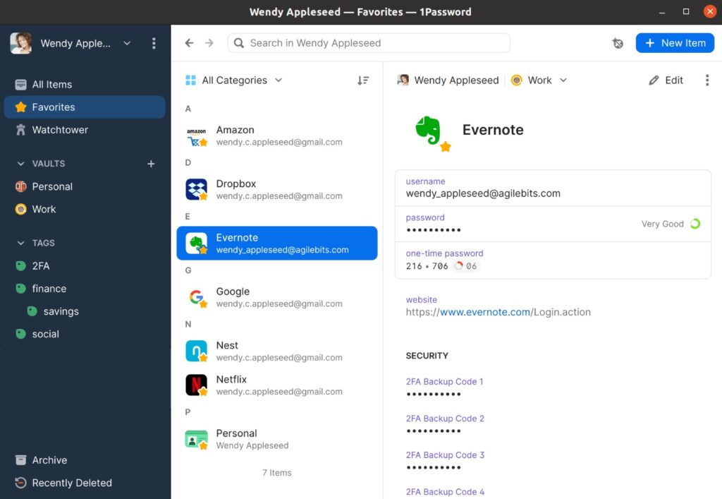 1password screenshot