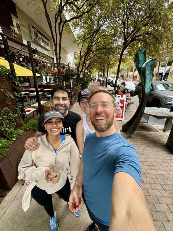 Selfie of people while walking
