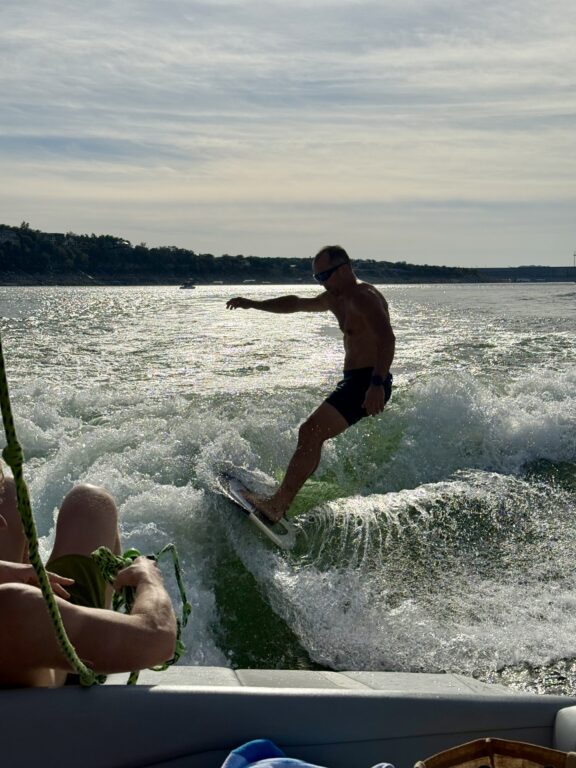 Man on a board on a lake