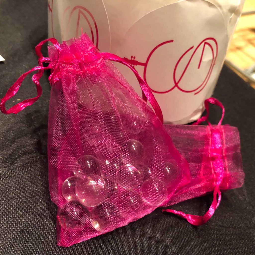 Ping bag with glass marbles inside