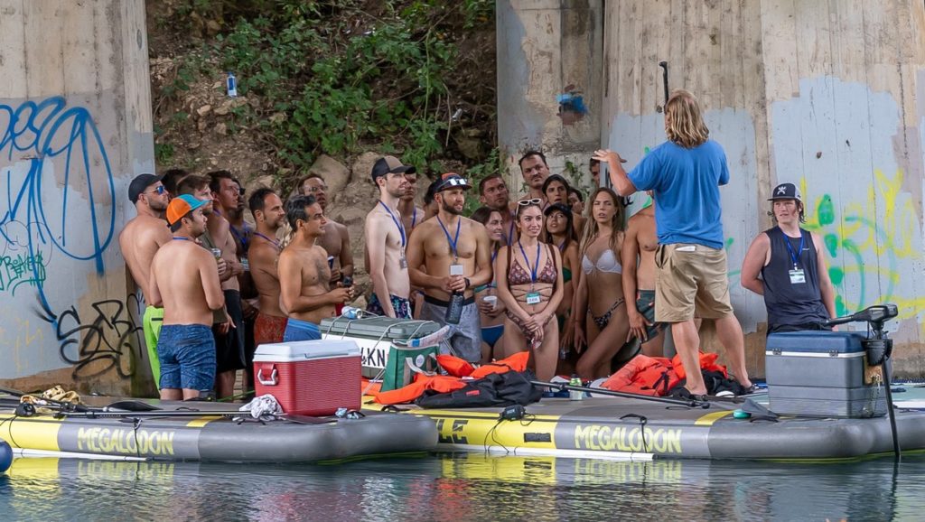 Aaron Bell led us on all of the paddle boards.