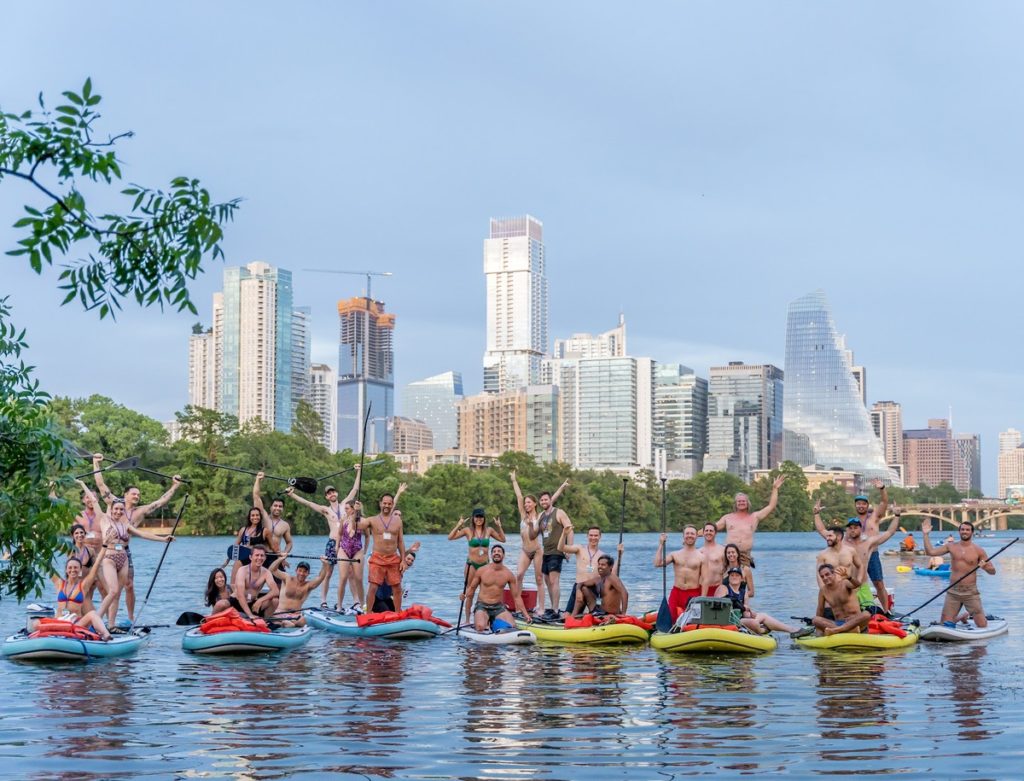 It was so much fun to form a flotilla with all of my friends on the large paddle boards.