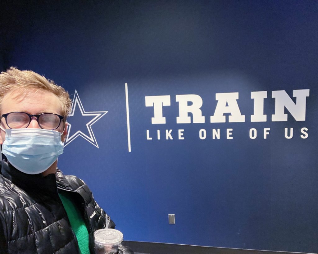 Logo at Cowboys Fit Gym lobby in Frisco Texas