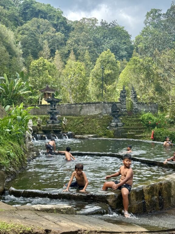 Kids taking a bath
