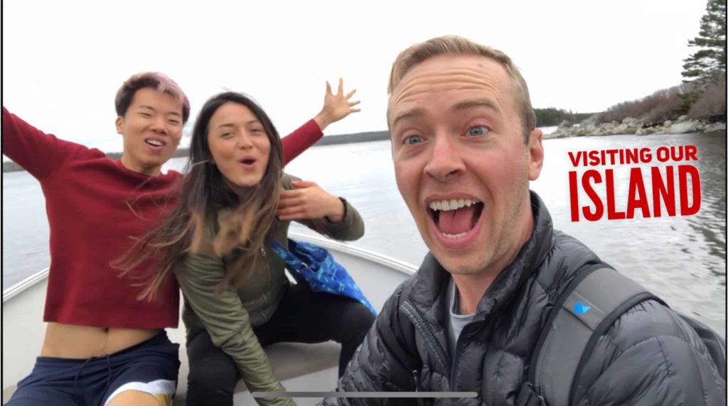 Ben, Theresa, Nick and Tynan visiting their private island