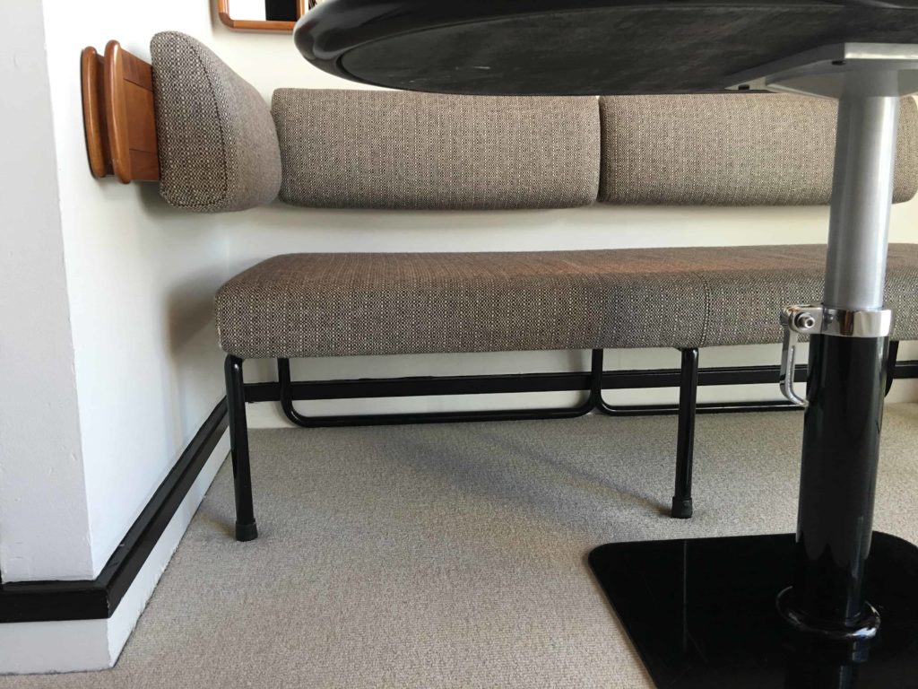 Minimal design: not a bulky sofa, it fit within the small room.