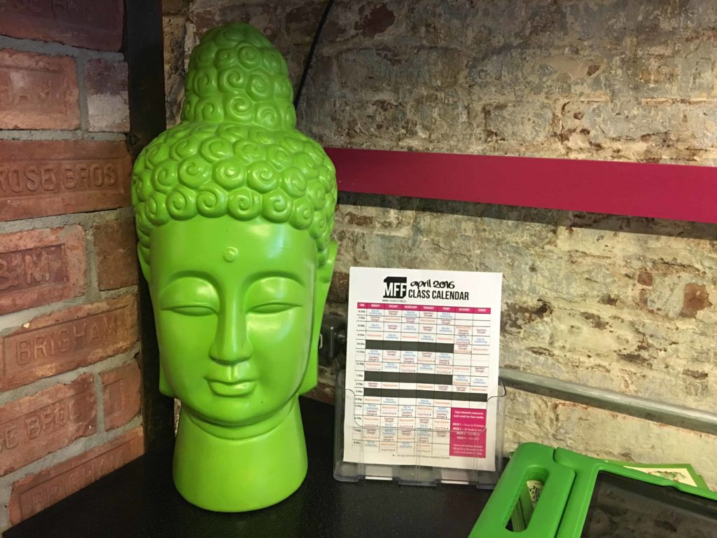 Mark Fisher Fitness office decor features two strong colors: Neon Green and Hot Pink