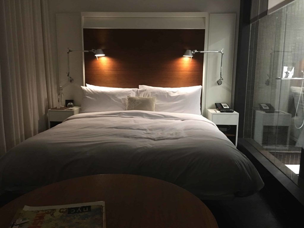 Bed at the James Hotel New York, different lighting