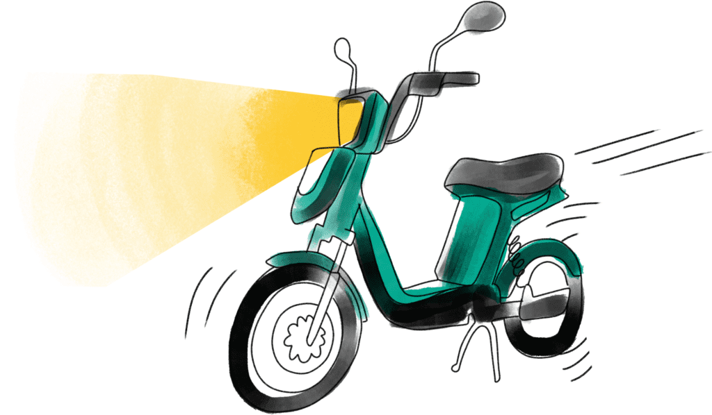Scooter with yellow headlight