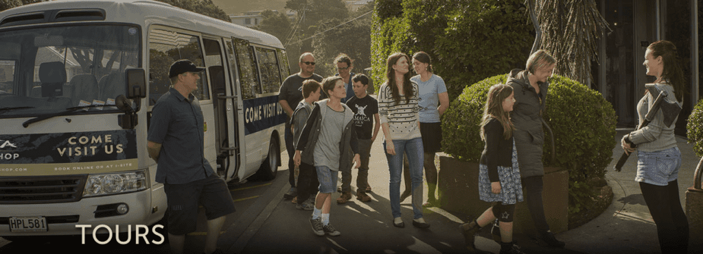 Visitors arriving to the Weta Workshop