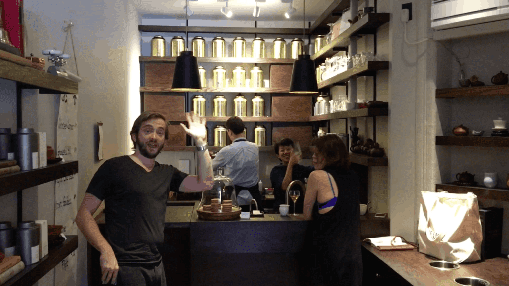 My friend Tynan saying hello, with owners Frederico and Elena (and a customer)
