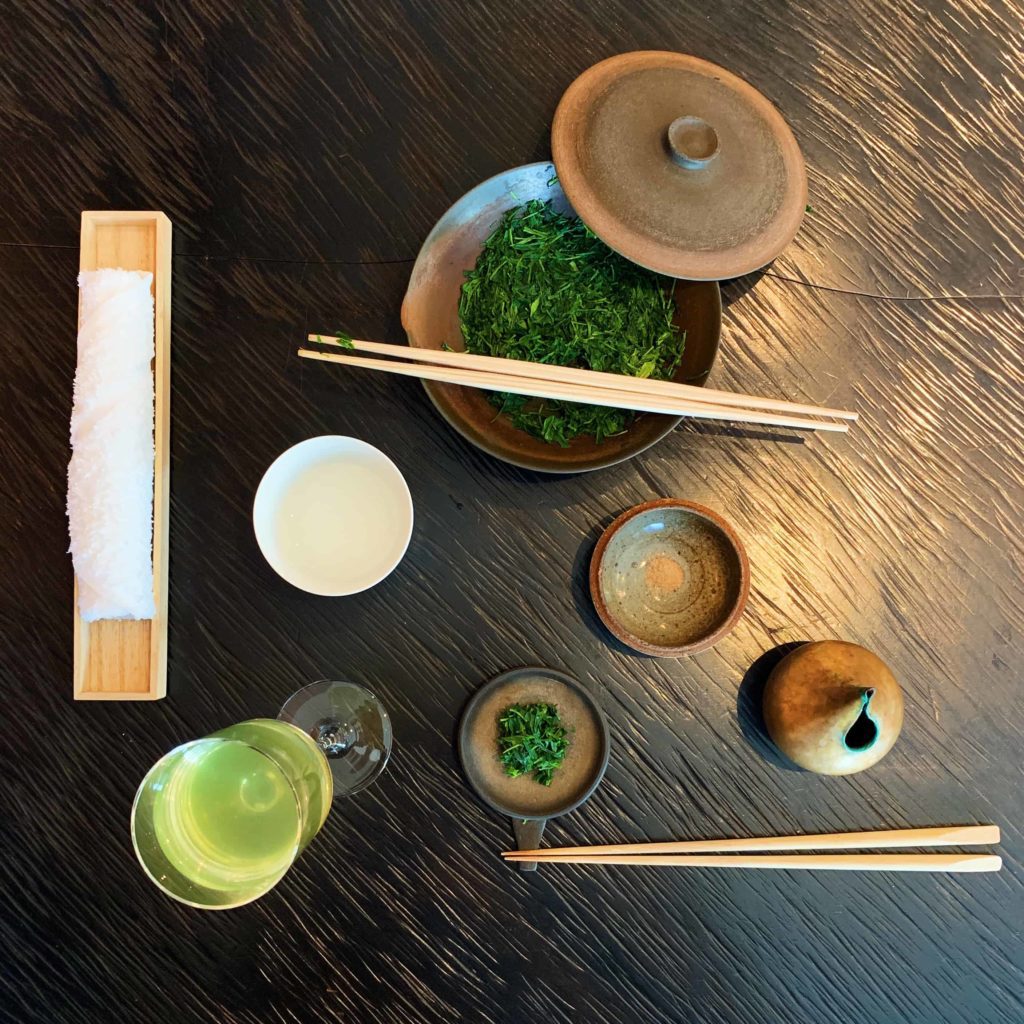 Green tea and lots of cups etc