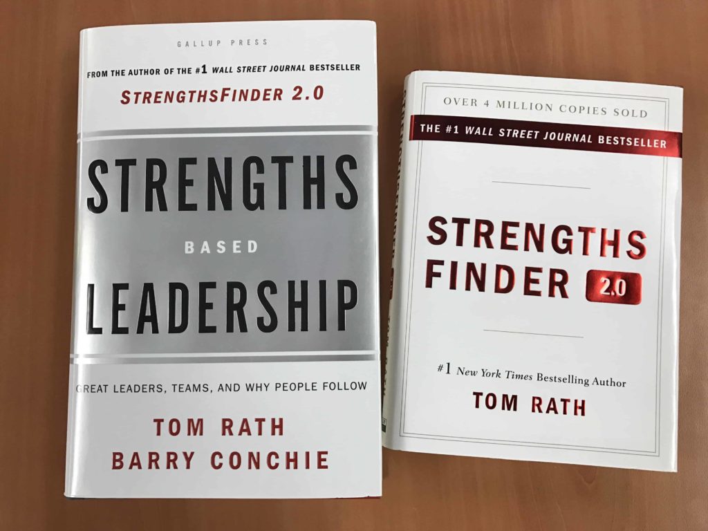 Strengths Based Leadership by Tom Rath and Barry Conchie book cover and Strengths Finder 2.0 by Tom Rath book cover