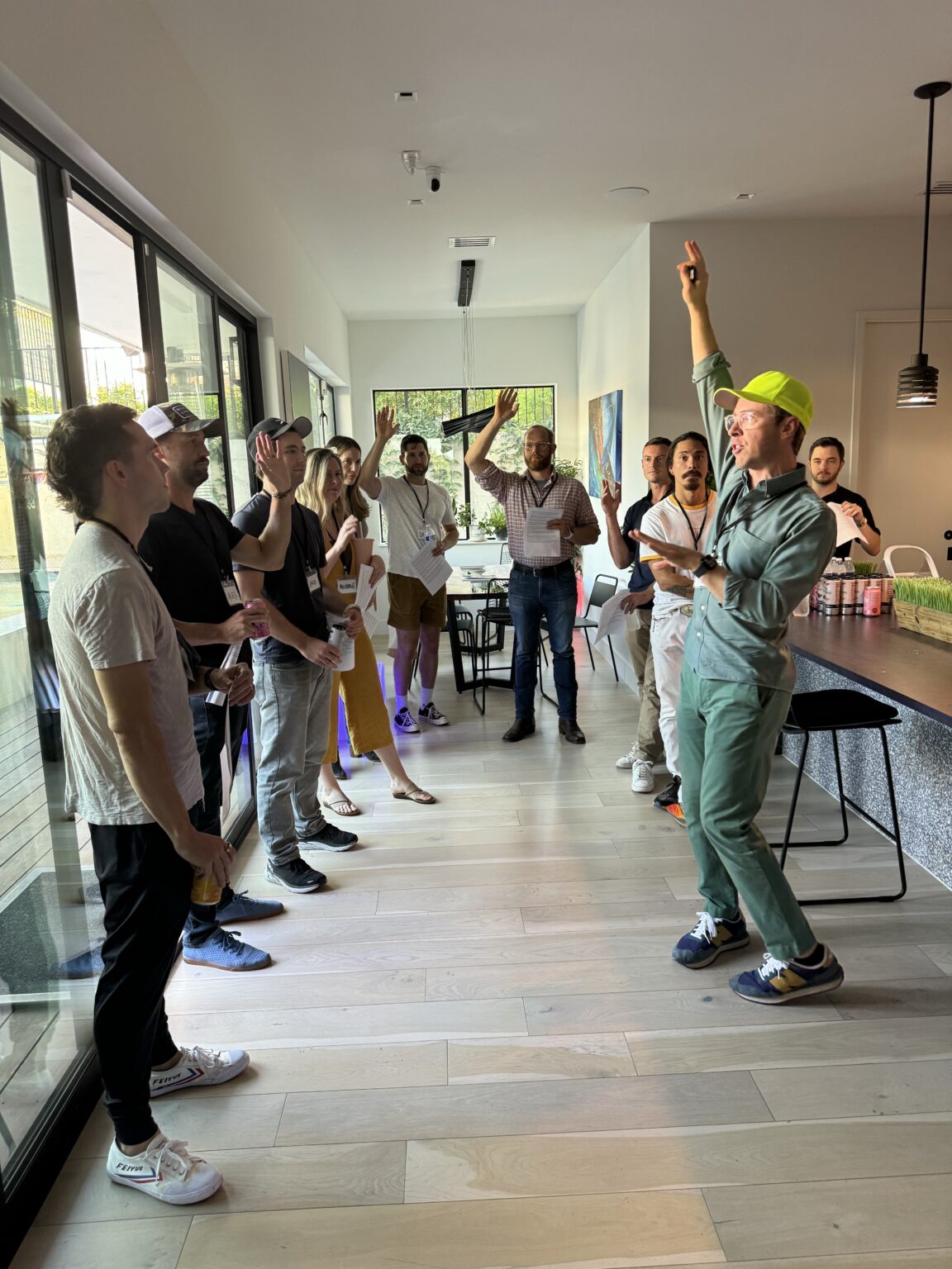 group of people at a conference inside a house