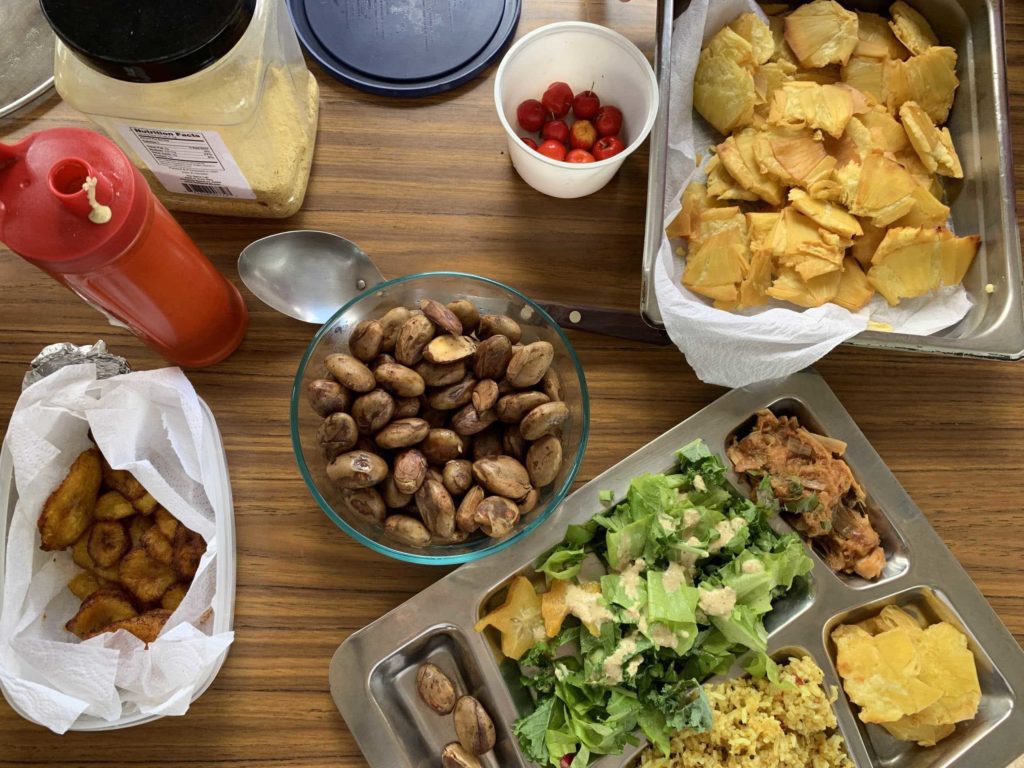 Overhead view of a lunch