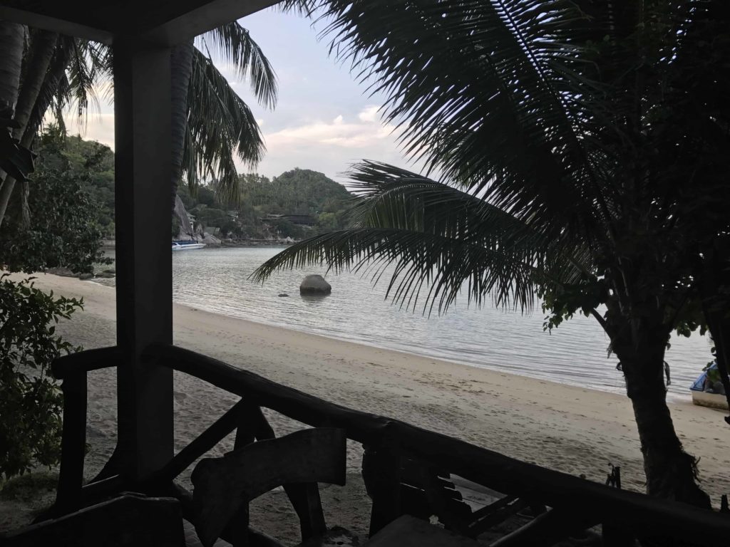 Chalok on Koh Tao, looking at the water and the sandy beach