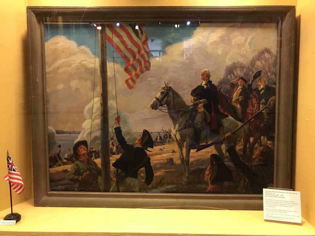 Painting that includes an American flag