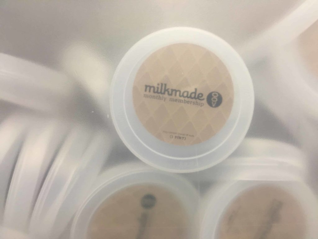 Container of MilkMade tops for pint sales and delivery purchases