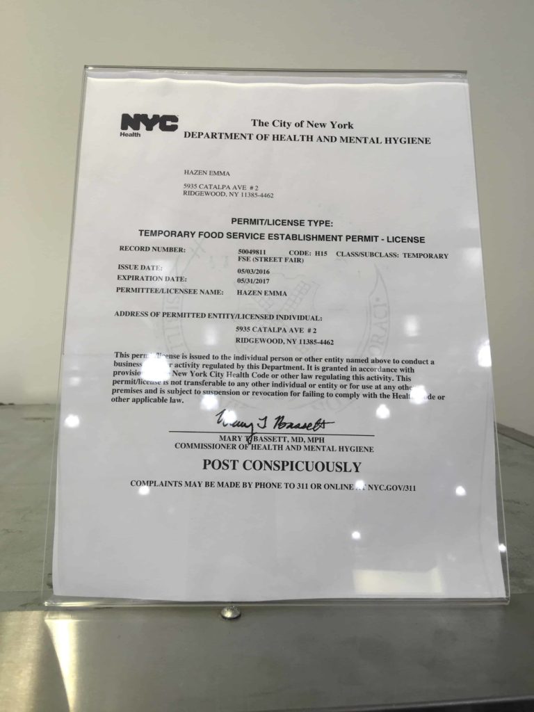 Permit for Soylent at Frieze from New York City
