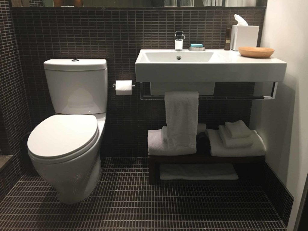 Toilet and sink in The James Hotel room in New York City