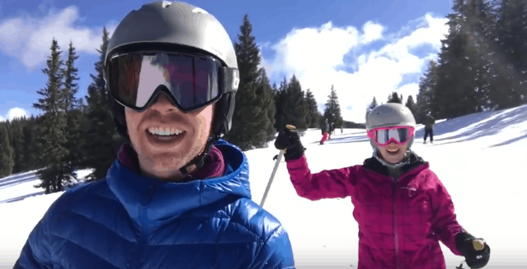 skiing from the top of Vail Mountain
