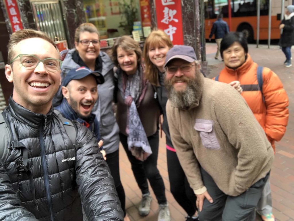 Noa Kagan, Nick Gray, other tourists and local tour guide for Dim Sum Experience