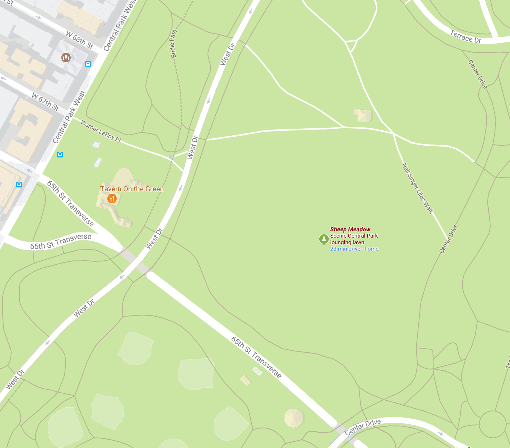 map showing Sheep Meadow on Google Maps