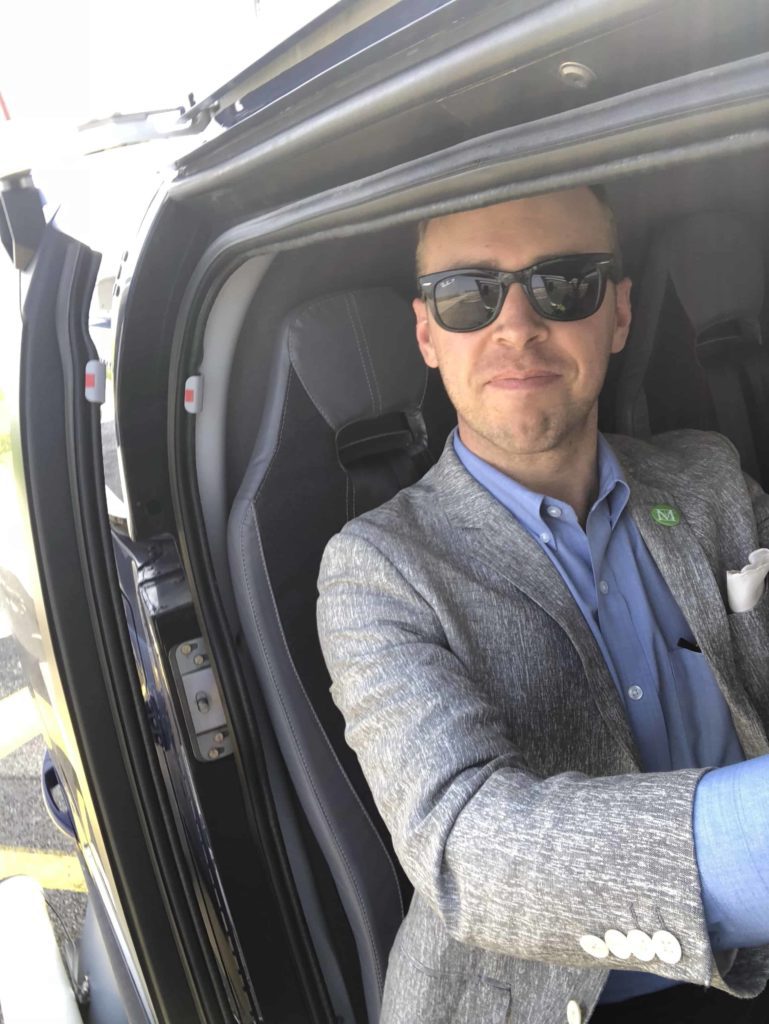 Nick Gray in a helicopter from Nice to Monaco