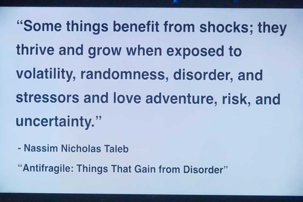 Antifragile quote from book by Talen