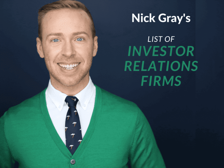 list of investor relation firms by Nick Gray