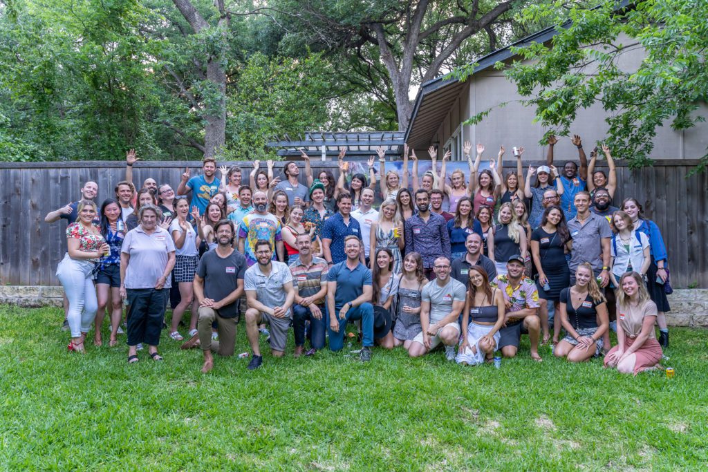 Group photo from our Adult Dinosaur Party in Austin Texas 2021