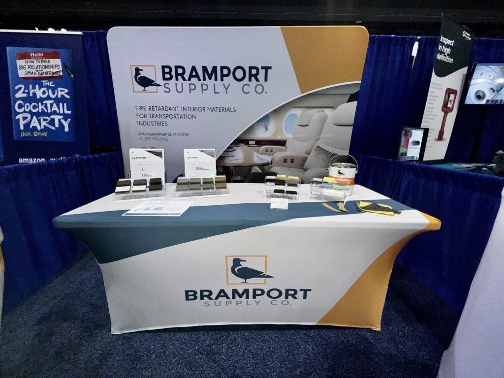 Bramport's small trade show booth (10x10 space) at a convention