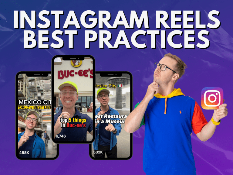 Header text: Instagram Reels Best Practices with 3 phone mockup with Nick Gray's viral reels